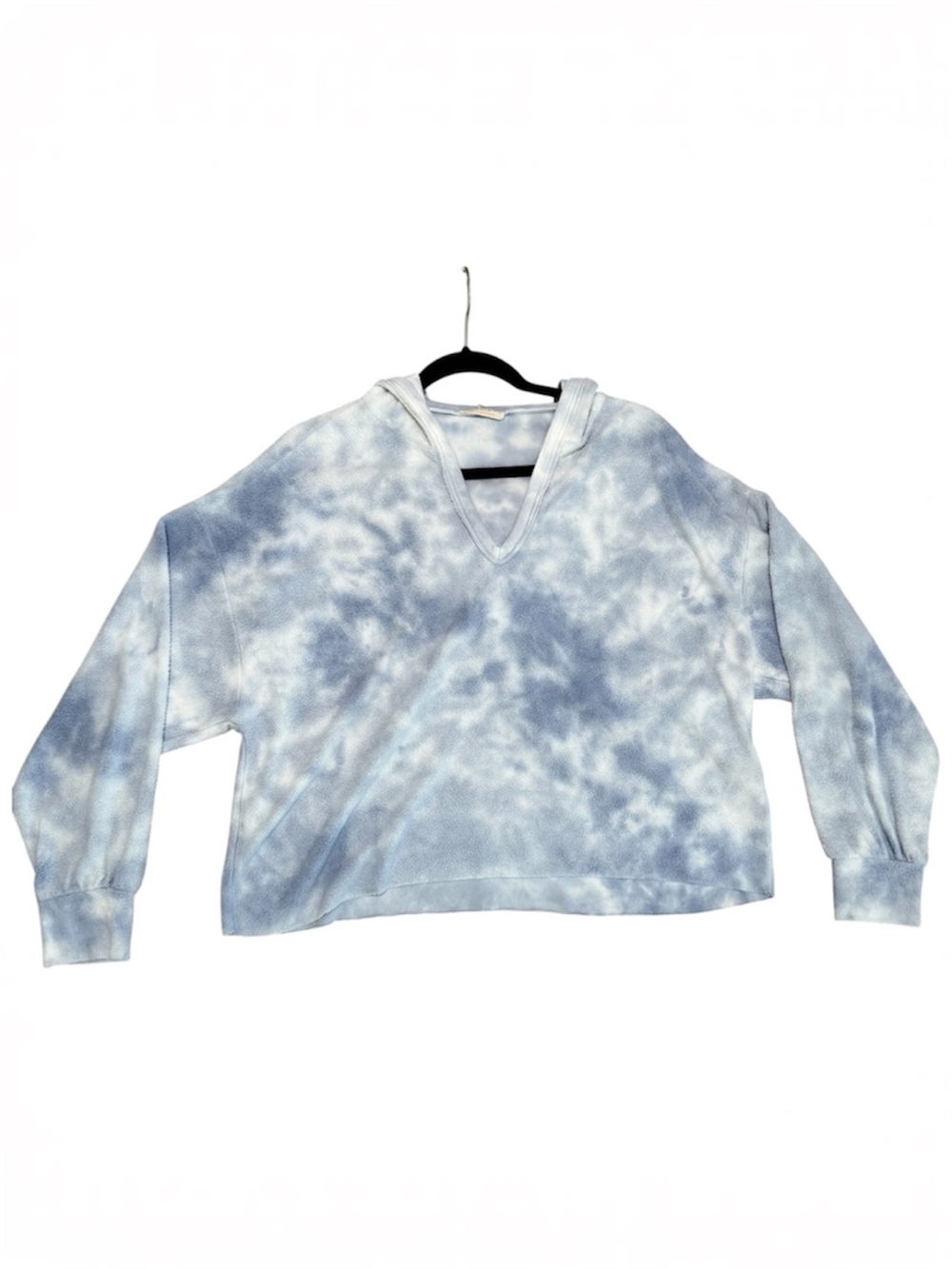 FP Movement by Free People Light Blue Tie-Dye V-Neck Hoodie Sweater
